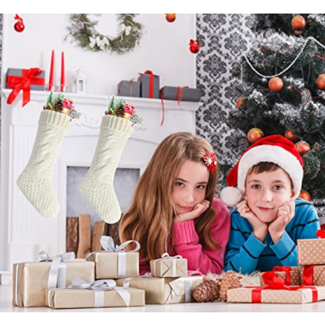 Kunyida Ivory Knit Christmas Stockings Pack of 4