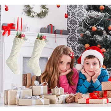 Kunyida Ivory Knit Christmas Stockings Pack of 4