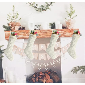 Kunyida Ivory Knit Christmas Stockings Pack of 4