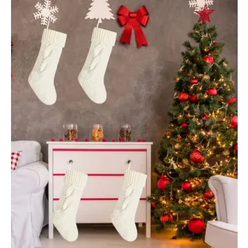 Kunyida Ivory Knit Christmas Stockings Pack of 4