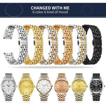 BINLUN Stainless Steel Watch Band - 6 Colors Available