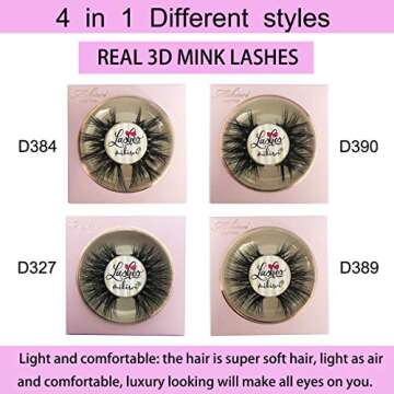 Mikiwi 3D Mink Lashes - Dramatic, Handmade Real Mink Eyelashes - 4 Pair Pack