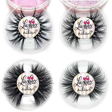 Mikiwi 3D Mink Lashes - Luxurious, Reusable Eyelashes - Pack of 4