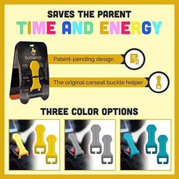 Bucklebee Easy Car Seat Buckle Release Aid for Children Unbuckle Car Seat Release Tool - Car Seat Button Pusher - Car Seat Opener for Nails - Car Seat Buckle Release Tool (1 Pack Gray)