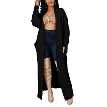 Women Flowy Long Open Front Cover Up Casual Long Sleeve Cardigan
