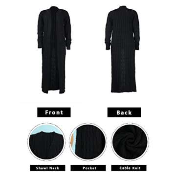 Women Flowy Long Open Front Cover Up Casual Long Sleeve Cardigan