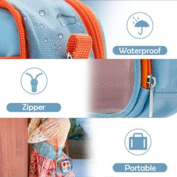 Transparent Carrying Case for YOTO Mini - Audio Music Players, Portable Storage Small Bag Compatible with Yoto Mini and Cards, Mini Organizer with Hand Strap and Adjustable Shoulder Strap Blue