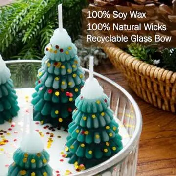 Christmas Decorations Indoor - Christmas Tree Cedar Forest Candles - Farmhouse Rustic Xmas Decor for Party Room Table Home - Xmas Gifts for Women Girls Holiday Birthday