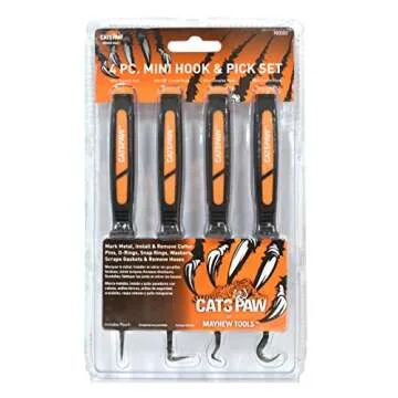 Mayhew Tools 60003 CatsPaw Mini Hook and Pick Set, Chrome-Vanadium, 4-Piece Set