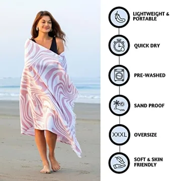 Folkulture Turkish Beach Towel with Travel Bag 40x72 Beach Blanket