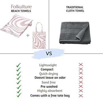 Folkulture Turkish Beach Towel with Travel Bag 40x72 Beach Blanket