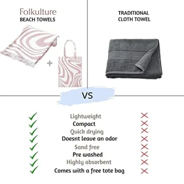 Folkulture Turkish Beach Towel with Travel Bag 40x72 Beach Blanket