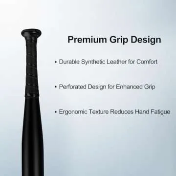 SECOTAN Baseball Bat, Aluminum One Hand Training Bat, Baseball/Softball/Teeball Mini Training Bat, Batting Practice, Tire Pressure Checker, Multi-Purpose Bats for Versatile Use (17inch | Matte Black)