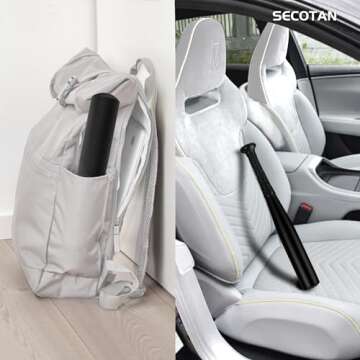 SECOTAN Baseball Bat, Aluminum One Hand Training Bat, Baseball/Softball/Teeball Mini Training Bat, Batting Practice, Tire Pressure Checker, Multi-Purpose Bats for Versatile Use (17inch | Matte Black)