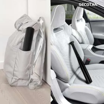 SECOTAN Baseball Bat, Aluminum One Hand Training Bat, Baseball/Softball/Teeball Mini Training Bat, Batting Practice, Tire Pressure Checker, Multi-Purpose Bats for Versatile Use (17inch | Matte Black)