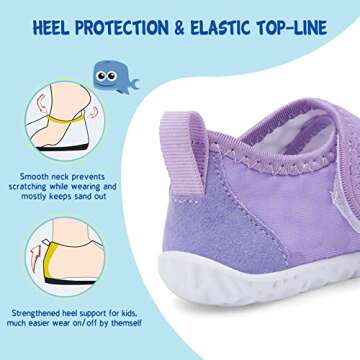 LeIsfIt Kids Water Shoes Toddler Girls Boys Swim Shoes Outdoor Quick-Dry Breathable Aqua Socks Non-Slip Barefoot Beach Shoes Gradient Purple 12 Little Kid