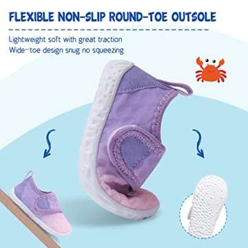 LeIsfIt Kids Water Shoes Toddler Girls Boys Swim Shoes Outdoor Quick-Dry Breathable Aqua Socks Non-Slip Barefoot Beach Shoes Gradient Purple 12 Little Kid