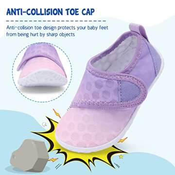 LeIsfIt Kids Water Shoes Toddler Girls Boys Swim Shoes Outdoor Quick-Dry Breathable Aqua Socks Non-Slip Barefoot Beach Shoes Gradient Purple 12 Little Kid