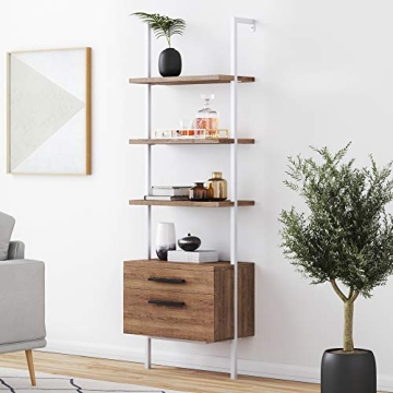 Nathan James Theo Industrial Bookshelf with Wood Drawers
