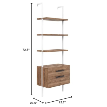 Nathan James Theo Industrial Bookshelf with Wood Drawers