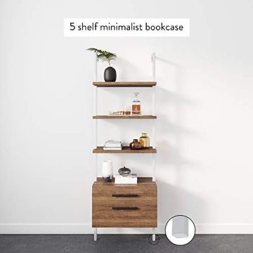 Nathan James Theo Industrial Bookshelf with Wood Drawers