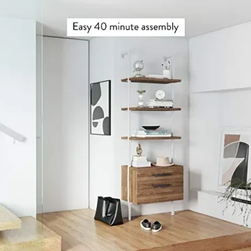 Nathan James Theo Industrial Bookshelf with Wood Drawers