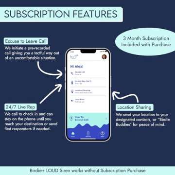 She’s Birdie - Birdie+ Smart Personal Safety Alarm for Women by Women–Loud Siren, Key Chain, 24/...