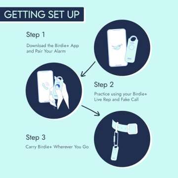 She’s Birdie - Birdie+ Smart Personal Safety Alarm for Women by Women–Loud Siren, Key Chain, 24/7 Live Rep, Emergency Alerts, Bluetooth Connection - 3 Month App Subscription Included (Aqua)