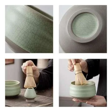 TEANAGOO Matcha Whisk Set, 7 Pcs Matcha Set, Matcha Kit for Ceremony, Matcha Tea Set for Making Breakfast/Matcha Latte, Matcha Whisk Set and Ceramic Bowl with All Accessories, Gift for Matcha Lover