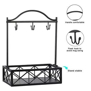 ABATIA Coffee Mug Holder, Countertop Mug Tree, Coffee Bar Cup Holder with Storage Organizer, Black