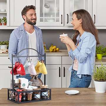 ABATIA Coffee Mug Holder, Countertop Mug Tree, Coffee Bar Cup Holder with Storage Organizer, Black