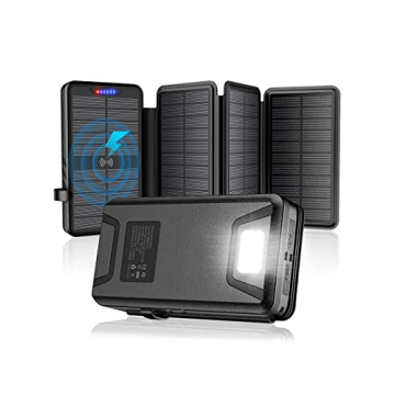 QiSa Solar Charger 38800mAh - Ultimate Power Bank with Wireless Charging, Solar Panels and Robust De...