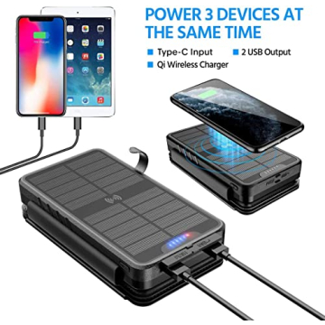 QiSa Solar Charger 38800mAh with Wireless Charging