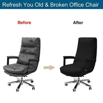 WOMACO Office Chair Covers, Stretch Computer Chair Cover with Armrest Covers, Universal Boss Chair Covers Modern Simplism Style High Back Chair Slipcover (Black, Large)