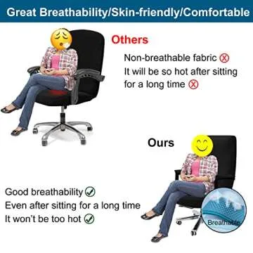 WOMACO Office Chair Covers, Stretch Computer Chair Cover with Armrest Covers, Universal Boss Chair Covers Modern Simplism Style High Back Chair Slipcover (Black, Large)