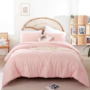 weigelia Queen Size Comforter Set Pink Comforter Modern Bedding Comforter Set for All Season Soft Li...