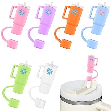 Mojoker 6PCS Straw Cover for Stanley Cup, Silicone Straw Covers Cap for Stanley Cup 40 oz, Straw Top...