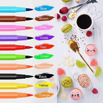 10 Pcs Color Edible Pigment Pen, Food Coloring Pens, Edible Markers for Cookie Decorating, Fondant Cake Decorating Tools Cake DIY Draw Tool
