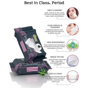 Combat Wipes Gaia - Feminine Hygiene Outdoor Wet Wipes - Extra Thick, Ultralight, Biodegradable, pH ...