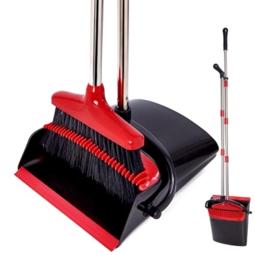 XXFLOWER Broom and Dustpan Set with Adjustable Handle - Light Weight Stainless Steel - Perfect for H...