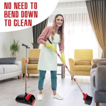 XXFLOWER Broom and Dustpan Set Long Handle Adjustable
