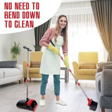 XXFLOWER Broom and Dustpan Set Long Handle Adjustable