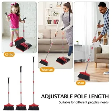 XXFLOWER Broom and Dustpan Set Long Handle Adjustable
