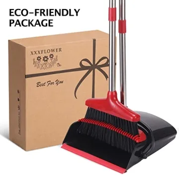XXFLOWER Broom and Dustpan Set Long Handle Adjustable