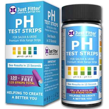 Just Fitter pH Test Strips for Testing Alkaline and Acid Levels in The Body. Track & Monitor Your pH...
