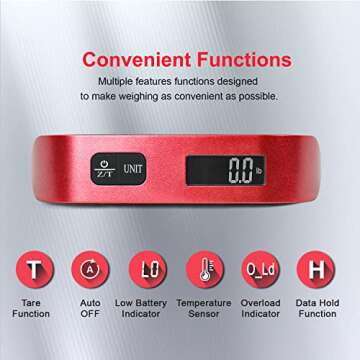travel inspira Luggage Scale, Portable Digital Hanging Baggage Scale for Travel, Suitcase Weight Sca...