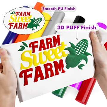 Gatichetta Heat Transfer Vinyl 10" x6ft 3D Puff HTV Heat Press Iron on Vinyl Foaming HTV for T-Shirts, Fabric, DIY Designs, White