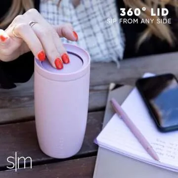Simple Modern Travel Coffee Mug Tumbler with 360° Lid | Ceramic-Lined Insulated Stainless Steel Col...