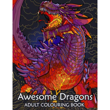 Awesome Dragons Adult Coloring Book: 40 Fantasy Scenes for Stress Relief