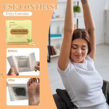 TEWEAE Ginger Foot Pads, Upgrade 2-in-1 Foot Pads, Easy to Use, Premium Natural Ingredients Ginger Powder, Bamboo Vinegar Wormwood Foot Pads with ''Stay in Place'' Adhesive (40 Pads)